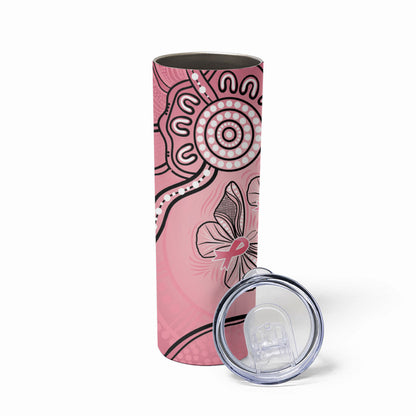 Pink Aboriginal Butterfly Ribbon Cancer Skinny Tumbler