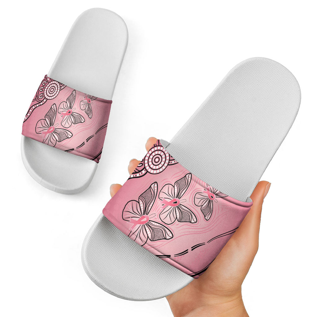Pink Aboriginal Butterfly Ribbon Cancer Slide Sandals