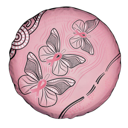 Pink Aboriginal Butterfly Ribbon Cancer Spare Tire Cover