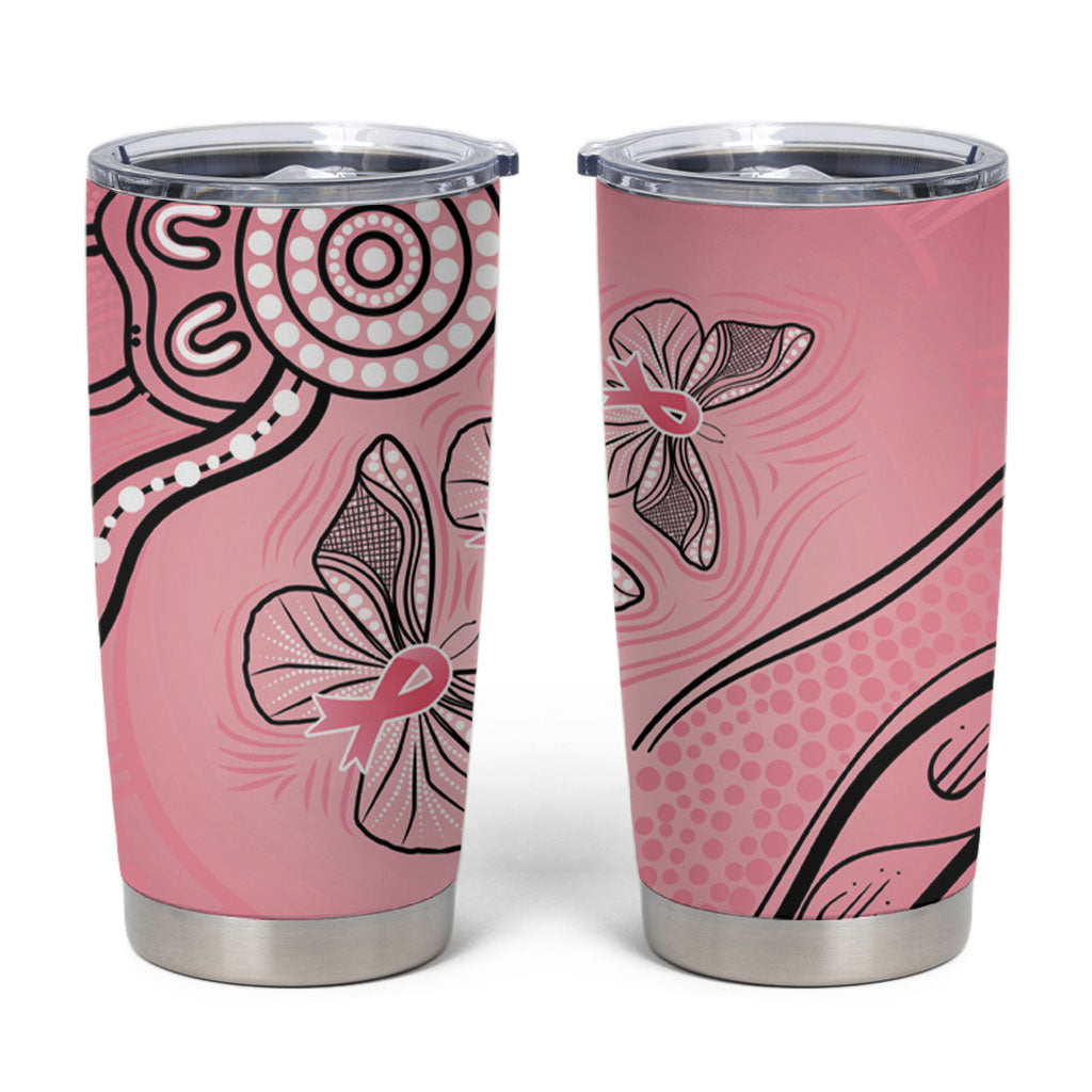 Pink Aboriginal Butterfly Ribbon Cancer Tumbler Cup