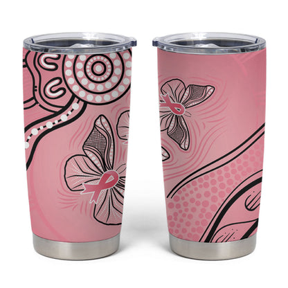 Pink Aboriginal Butterfly Ribbon Cancer Tumbler Cup