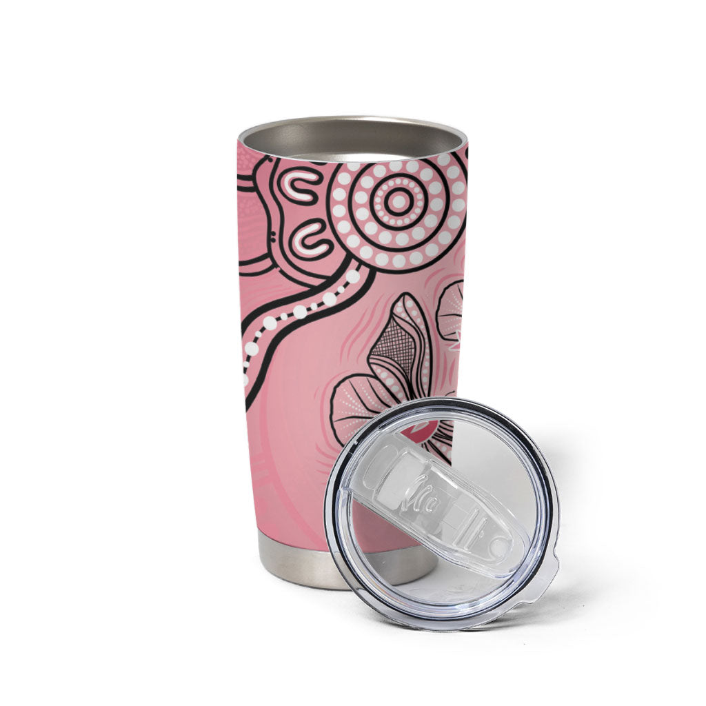 Pink Aboriginal Butterfly Ribbon Cancer Tumbler Cup