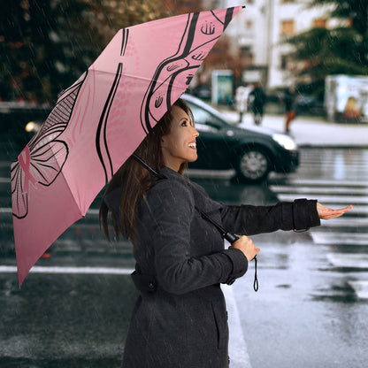 Pink Aboriginal Butterfly Ribbon Cancer Umbrella