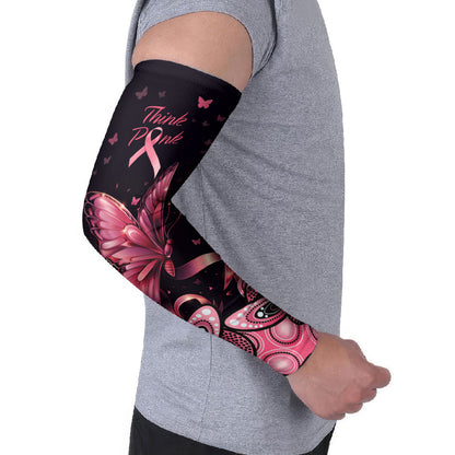Think Pink Butterfly Ribbon Aboriginal Art Arm Sleeves