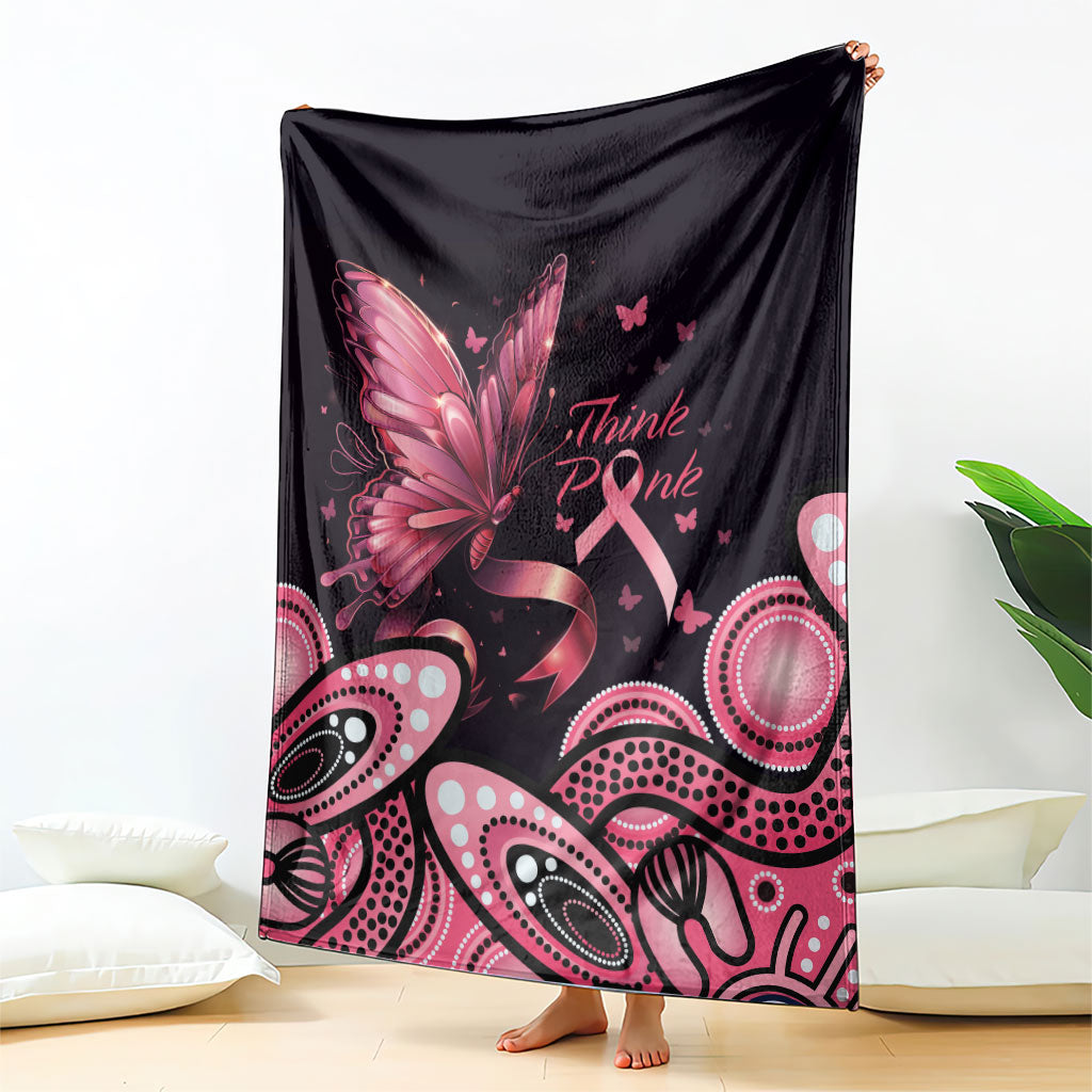 Think Pink Butterfly Ribbon Aboriginal Art Blanket