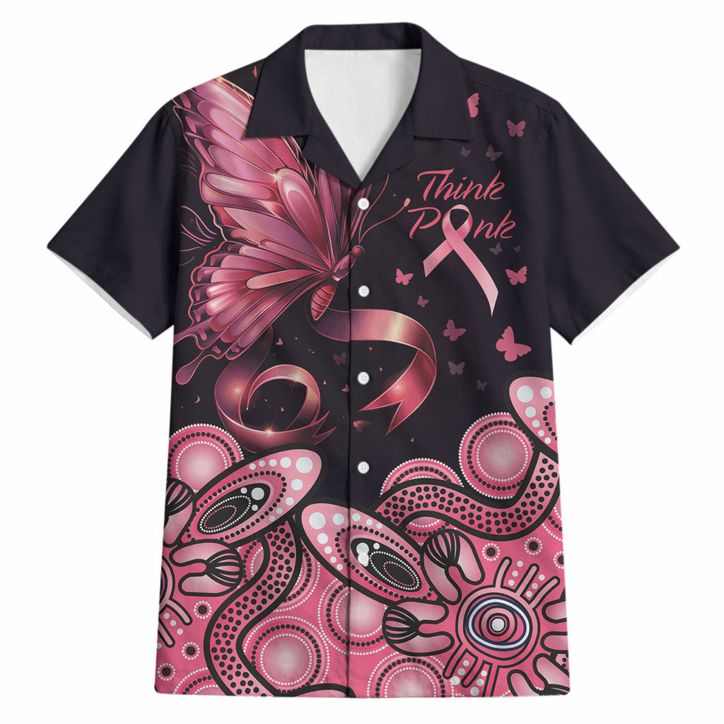 Think Pink Butterfly Ribbon Aboriginal Art Hawaiian Shirt
