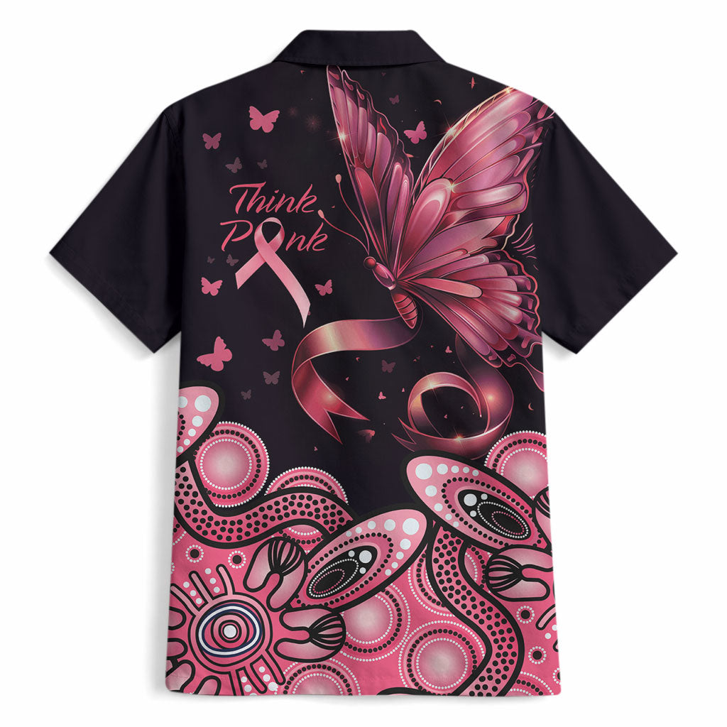 Think Pink Butterfly Ribbon Aboriginal Art Hawaiian Shirt