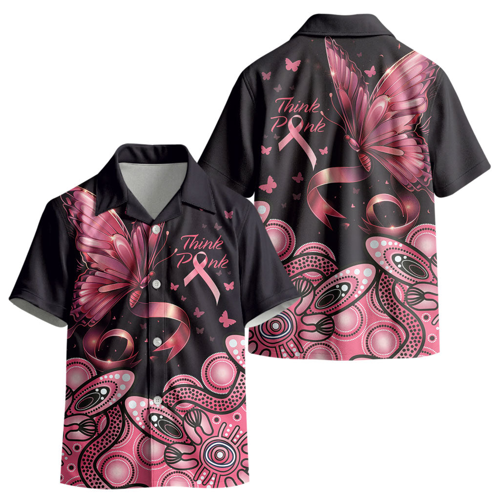 Think Pink Butterfly Ribbon Aboriginal Art Kid Hawaiian Shirt