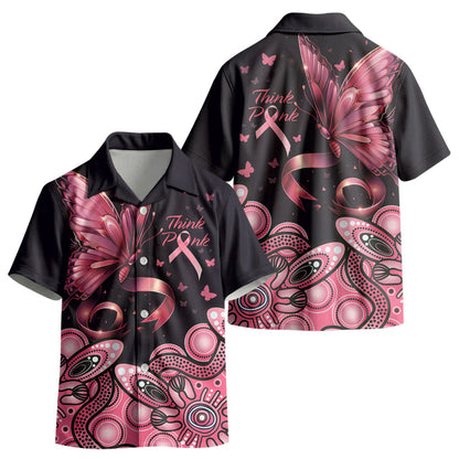 Think Pink Butterfly Ribbon Aboriginal Art Kid Hawaiian Shirt