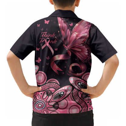 Think Pink Butterfly Ribbon Aboriginal Art Kid Hawaiian Shirt