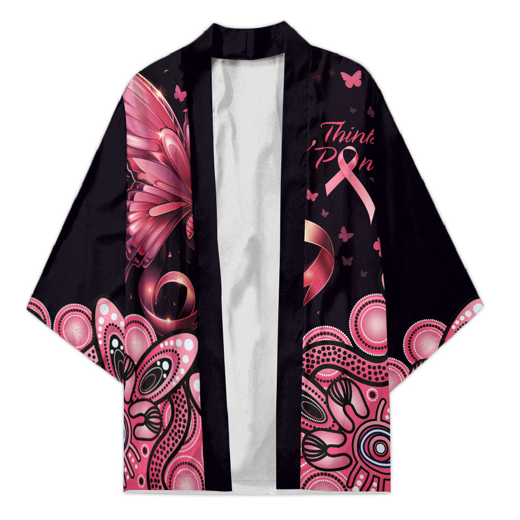 Think Pink Butterfly Ribbon Aboriginal Art Kimono