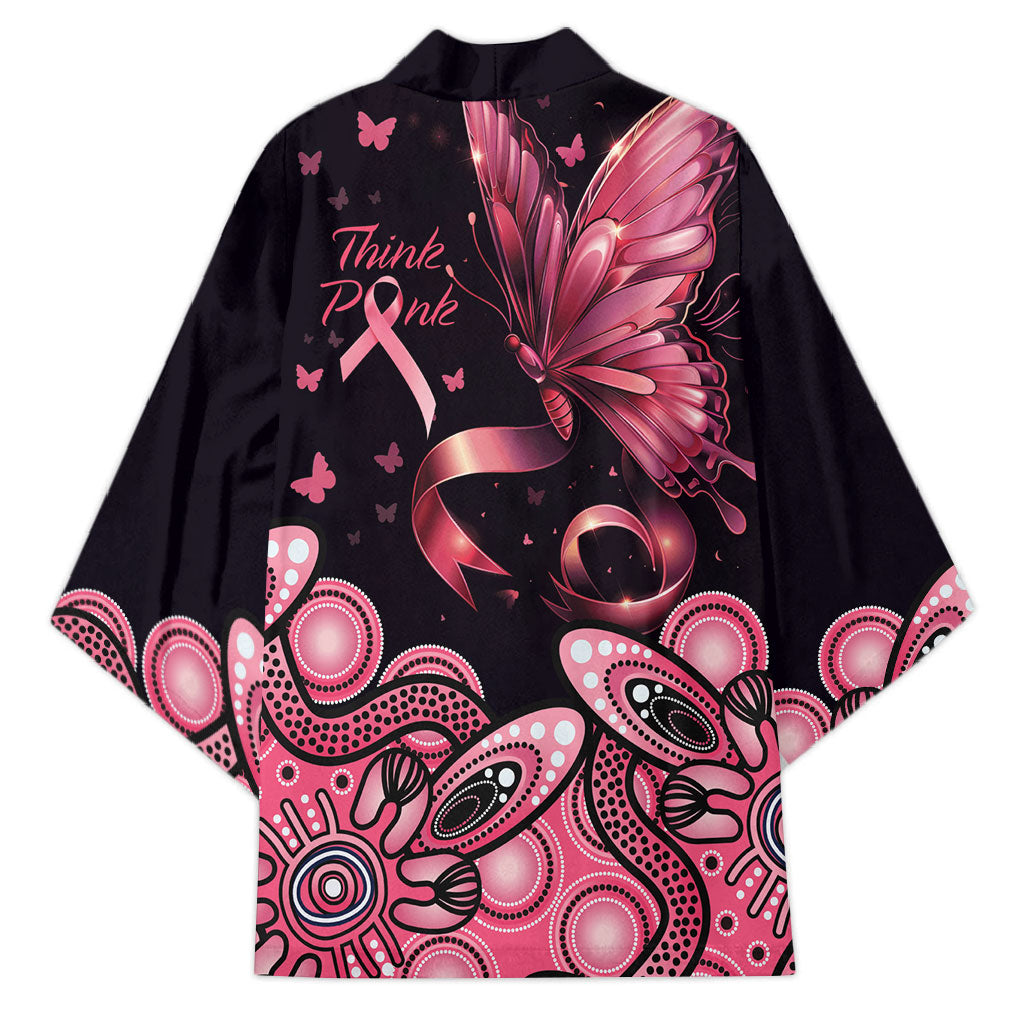 Think Pink Butterfly Ribbon Aboriginal Art Kimono