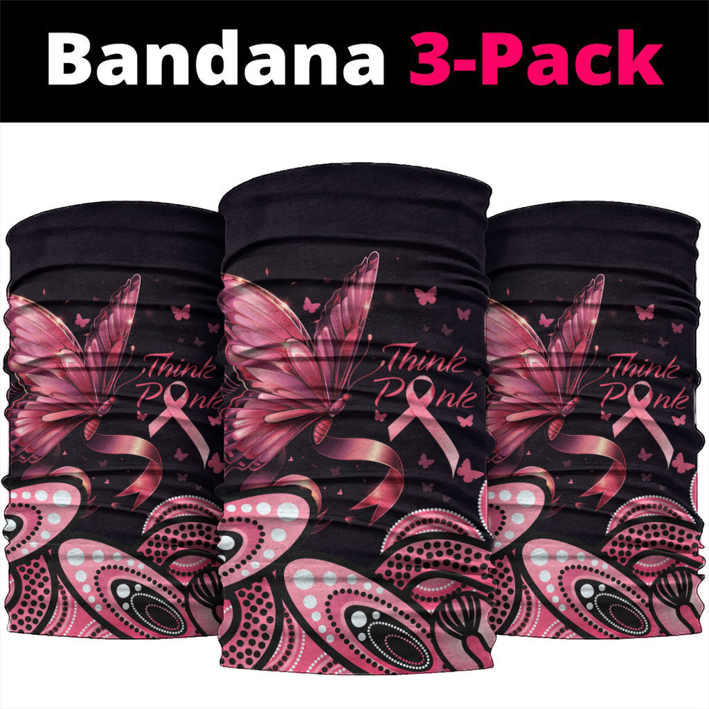Think Pink Butterfly Ribbon Aboriginal Art Neck Gaiter