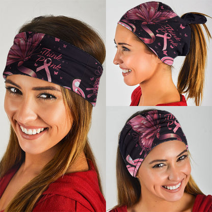 Think Pink Butterfly Ribbon Aboriginal Art Neck Gaiter