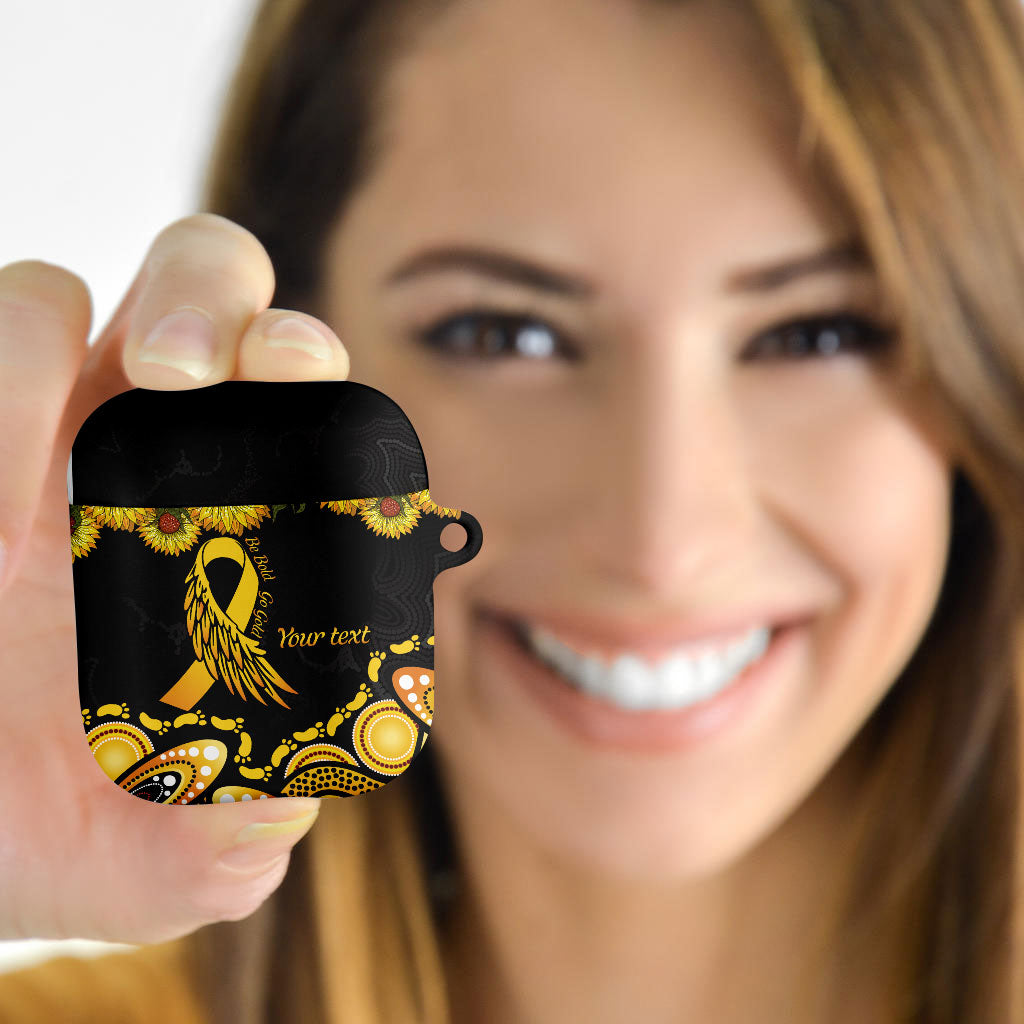 Be Bold Go Gold Aboriginal Ribbon Childhood Personalised AirPods Case