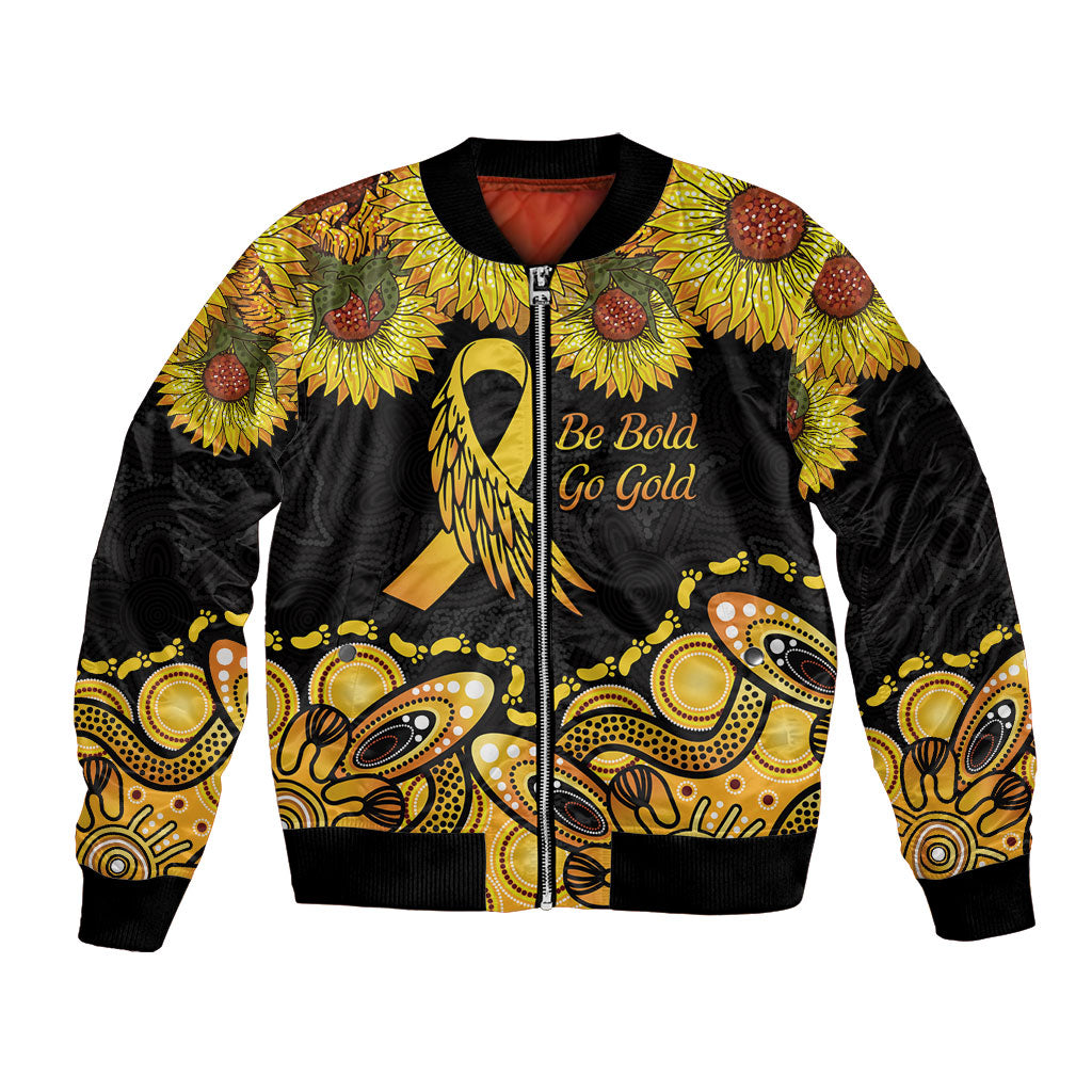 Be Bold Go Gold Aboriginal Ribbon Childhood Personalised Bomber Jacket