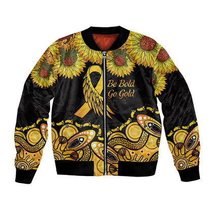 Be Bold Go Gold Aboriginal Ribbon Childhood Personalised Bomber Jacket
