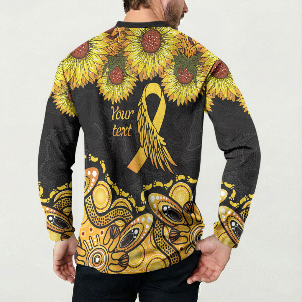 Be Bold Go Gold Aboriginal Ribbon Childhood Personalised Button Sweatshirt