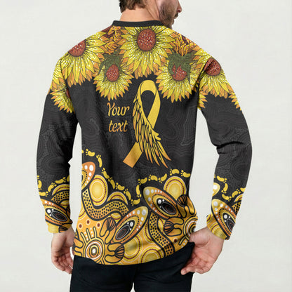 Be Bold Go Gold Aboriginal Ribbon Childhood Personalised Button Sweatshirt