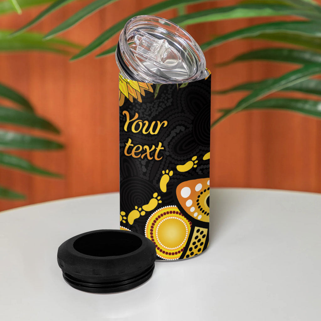 Be Bold Go Gold Aboriginal Ribbon Childhood Personalised 4 in 1 Can Cooler Tumbler