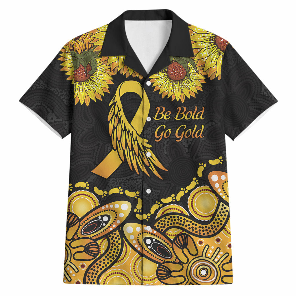 Be Bold Go Gold Aboriginal Ribbon Childhood Personalised Hawaiian Shirt