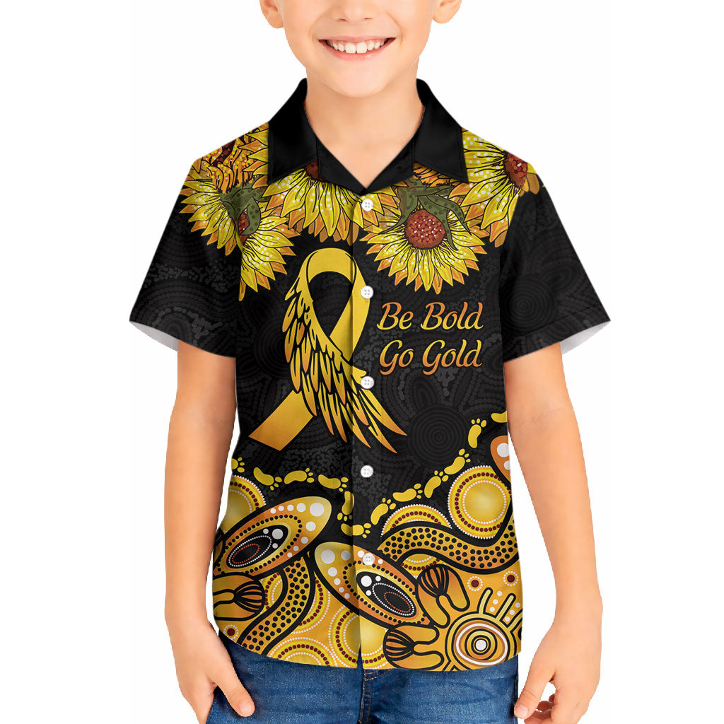 Be Bold Go Gold Aboriginal Ribbon Childhood Personalised Hawaiian Shirt