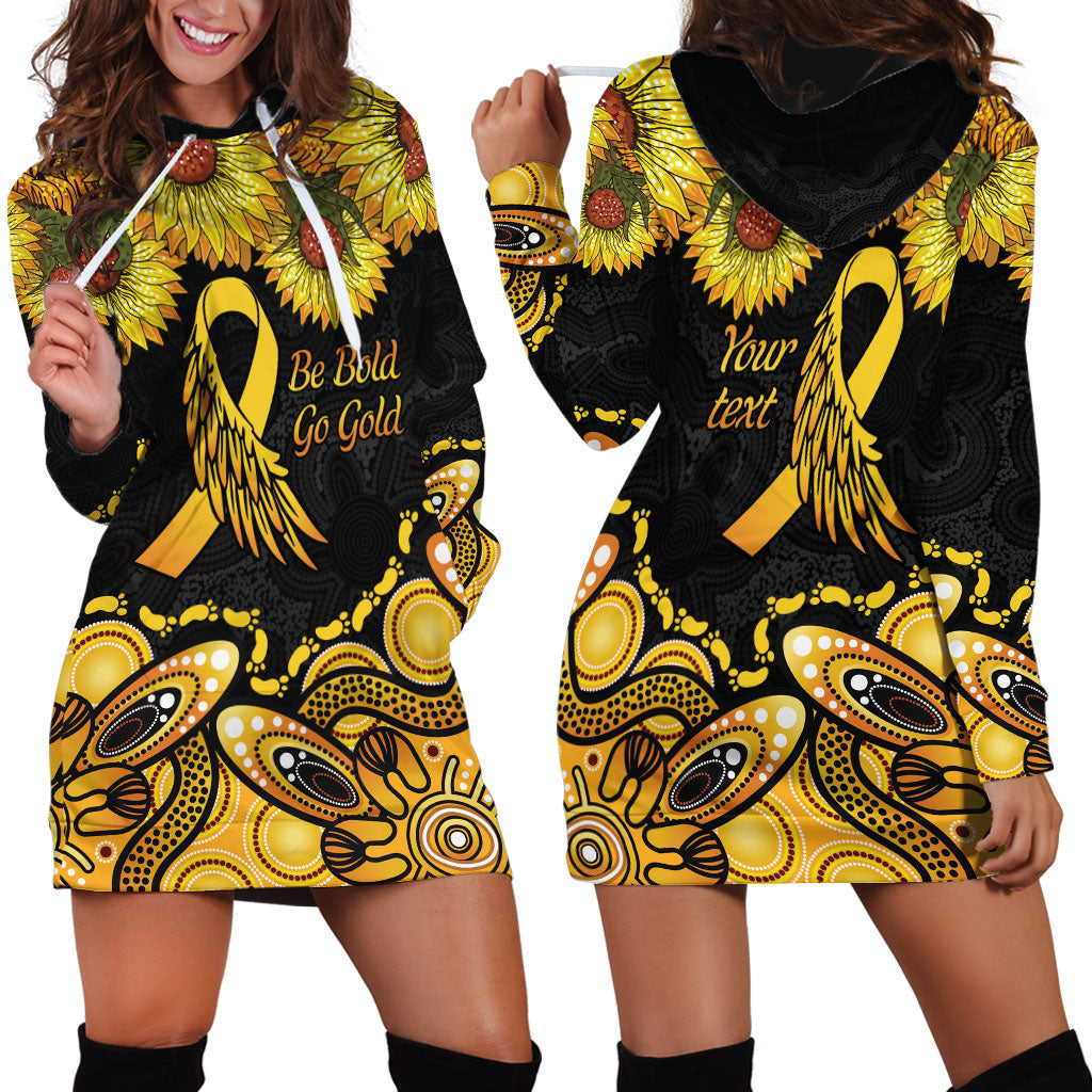 Be Bold Go Gold Aboriginal Ribbon Childhood Personalised Hoodie Dress