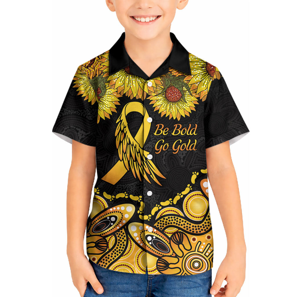 Be Bold Go Gold Aboriginal Ribbon Childhood Personalised Kid Hawaiian Shirt