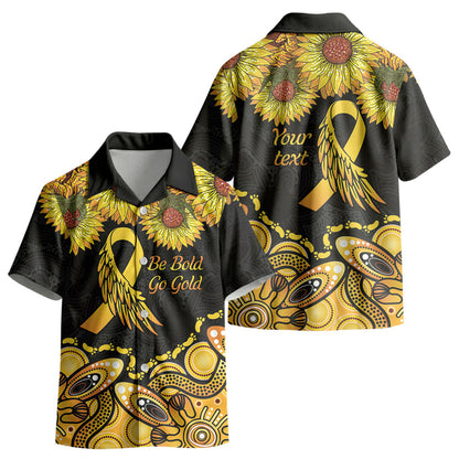Be Bold Go Gold Aboriginal Ribbon Childhood Personalised Kid Hawaiian Shirt