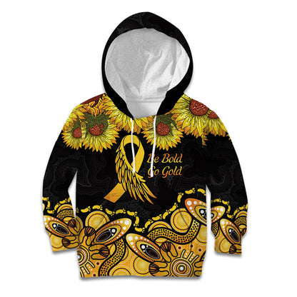Be Bold Go Gold Aboriginal Ribbon Childhood Personalised Kid Hoodie