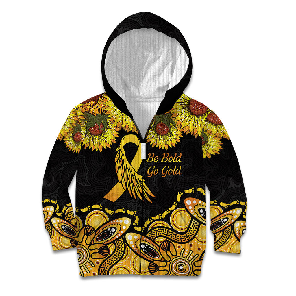 Be Bold Go Gold Aboriginal Ribbon Childhood Personalised Kid Hoodie
