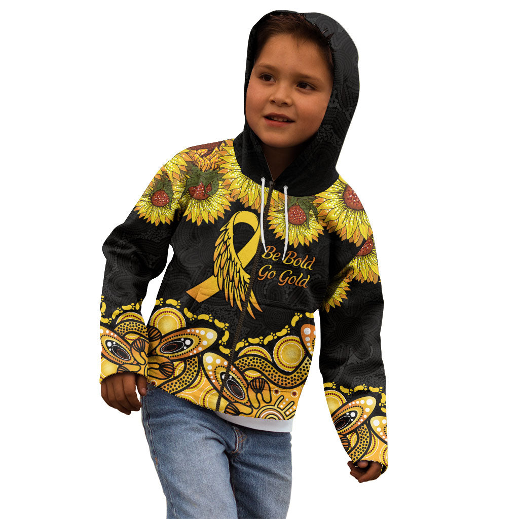 Be Bold Go Gold Aboriginal Ribbon Childhood Personalised Kid Hoodie