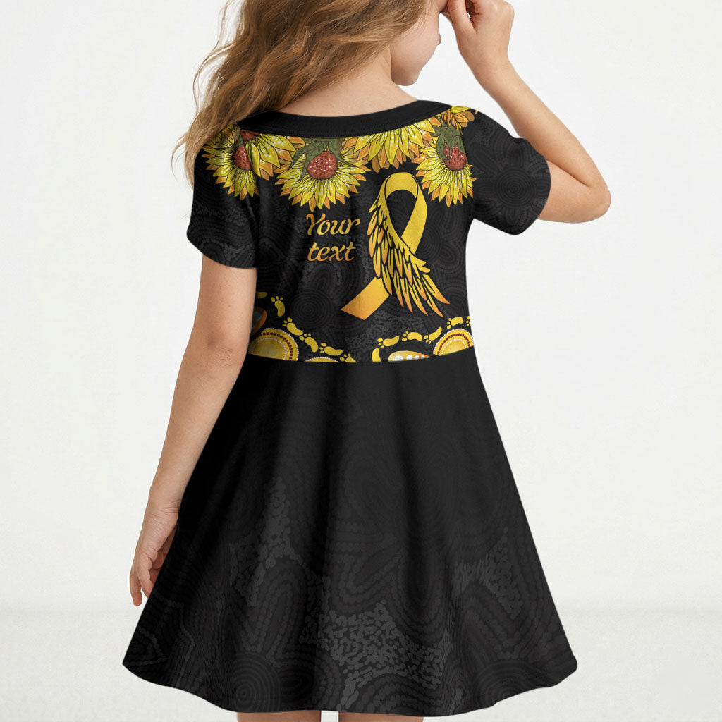 Be Bold Go Gold Aboriginal Ribbon Childhood Personalised Kid Short Sleeve Dress
