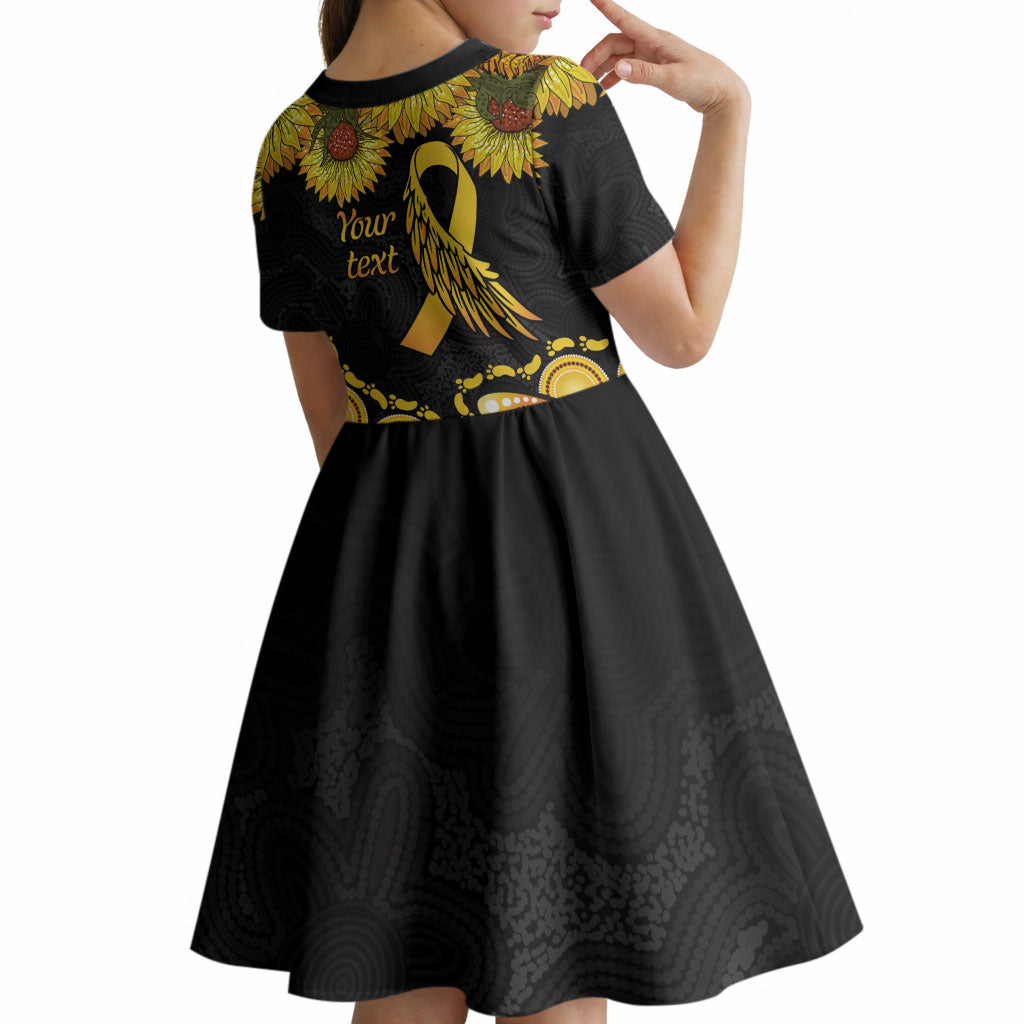 Be Bold Go Gold Aboriginal Ribbon Childhood Personalised Kid Short Sleeve Dress