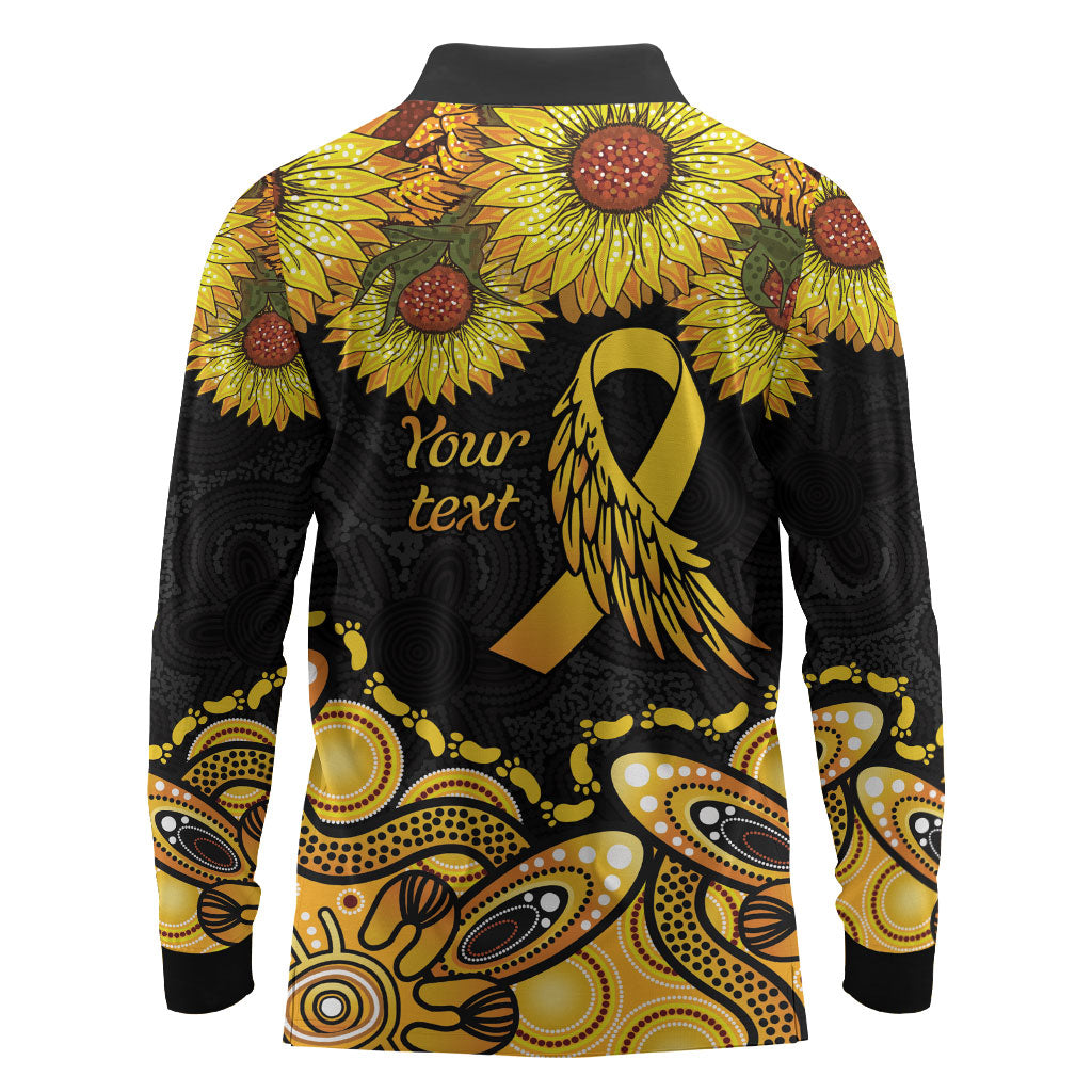 Be Bold Go Gold Aboriginal Ribbon Childhood Personalised Long Sleeve Polo Shirt