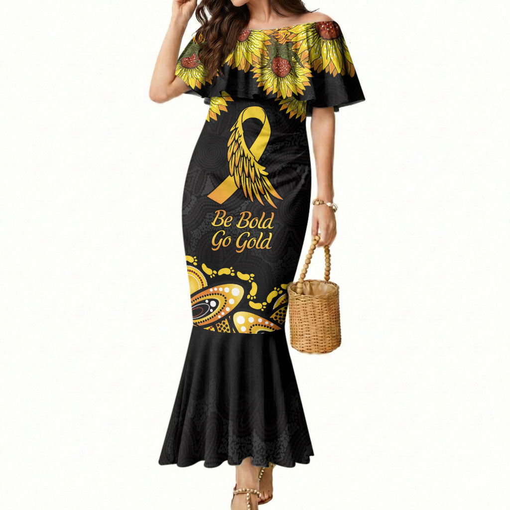 Be Bold Go Gold Aboriginal Ribbon Childhood Personalised Mermaid Dress