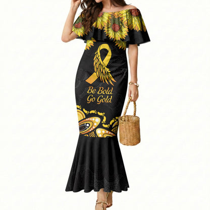 Be Bold Go Gold Aboriginal Ribbon Childhood Personalised Mermaid Dress