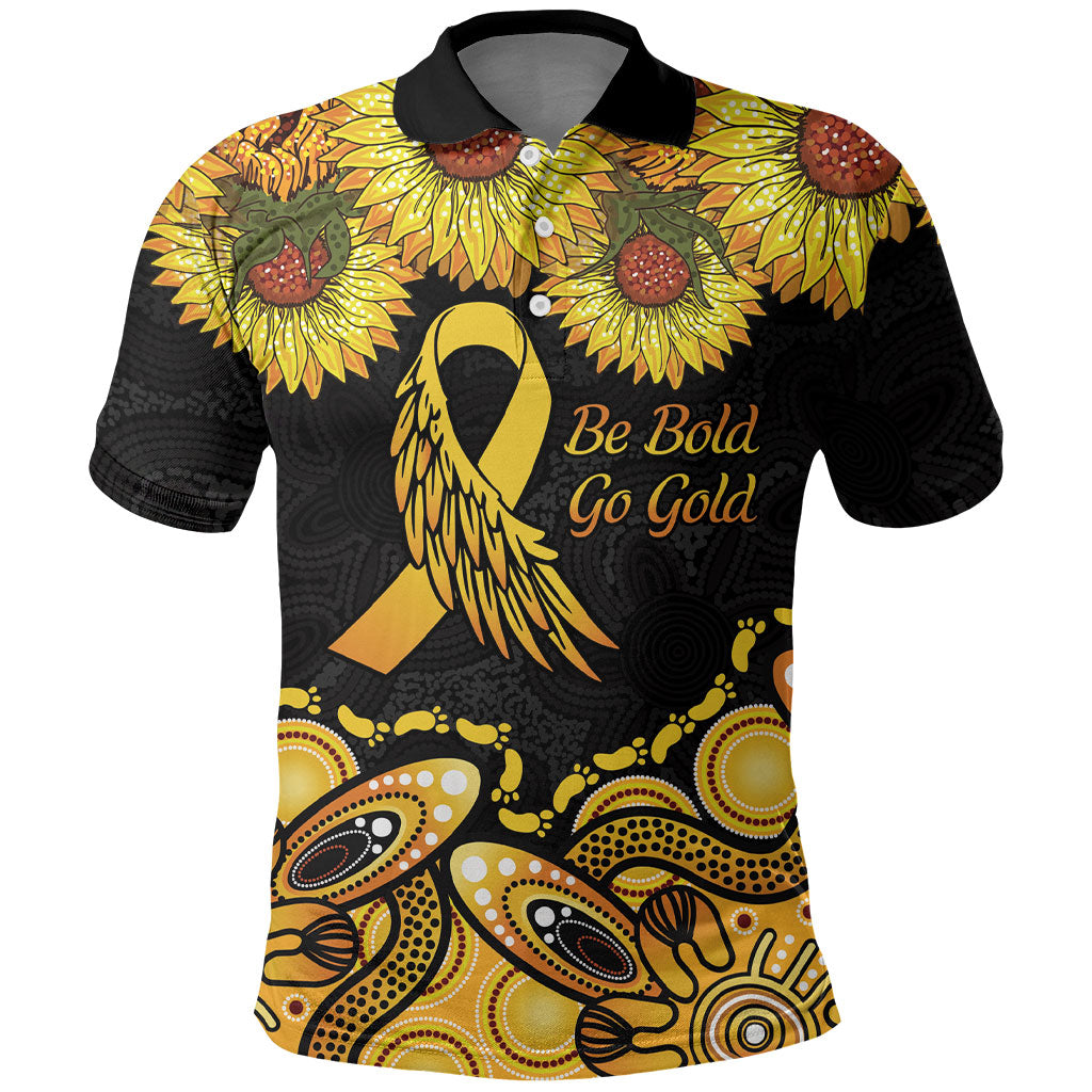 Be Bold Go Gold Aboriginal Ribbon Childhood Personalised Polo Shirt