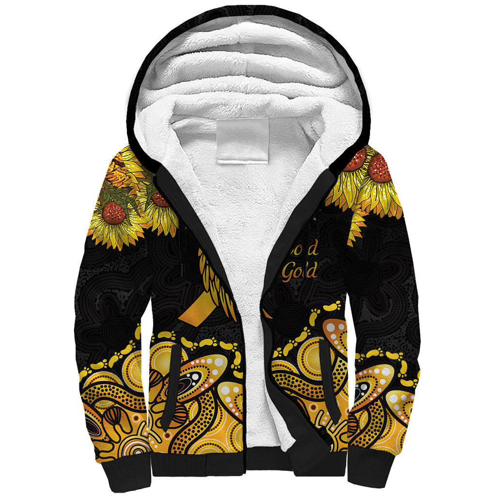 Be Bold Go Gold Aboriginal Ribbon Childhood Personalised Sherpa Hoodie