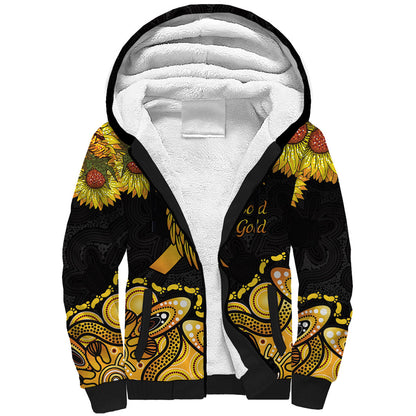 Be Bold Go Gold Aboriginal Ribbon Childhood Personalised Sherpa Hoodie