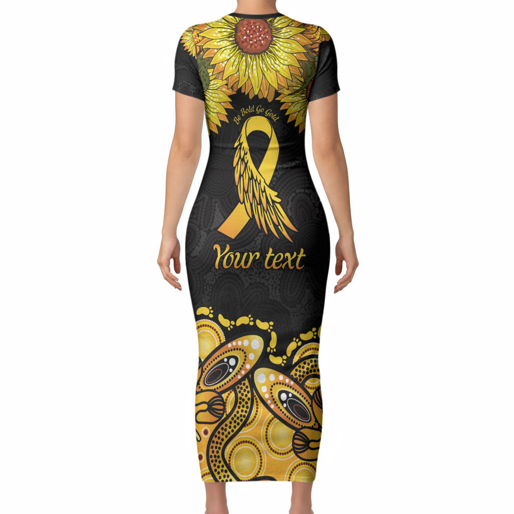 Be Bold Go Gold Aboriginal Ribbon Childhood Personalised Short Sleeve Bodycon Dress
