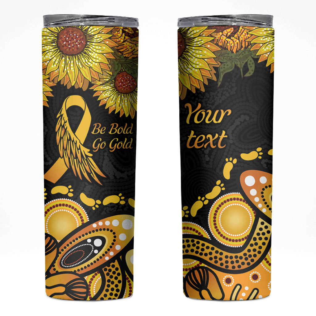 Be Bold Go Gold Aboriginal Ribbon Childhood Personalised Skinny Tumbler