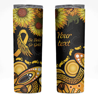 Be Bold Go Gold Aboriginal Ribbon Childhood Personalised Skinny Tumbler