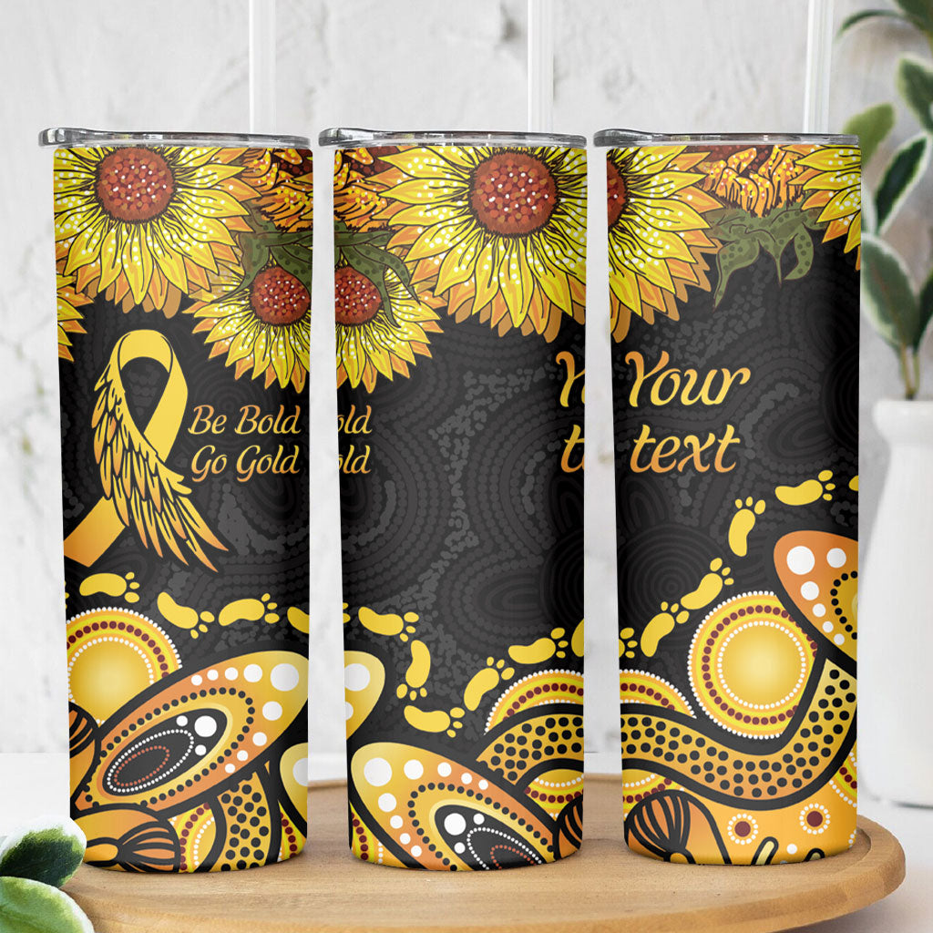 Be Bold Go Gold Aboriginal Ribbon Childhood Personalised Skinny Tumbler