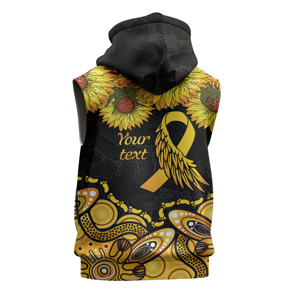 Be Bold Go Gold Aboriginal Ribbon Childhood Personalised Sleeveless Hoodie