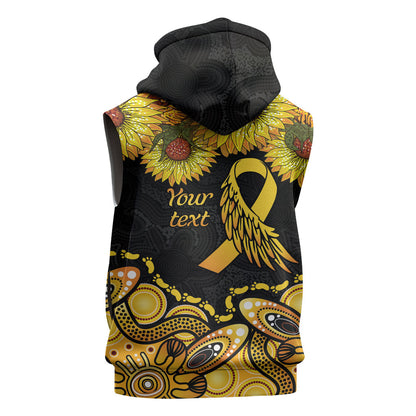 Be Bold Go Gold Aboriginal Ribbon Childhood Personalised Sleeveless Hoodie