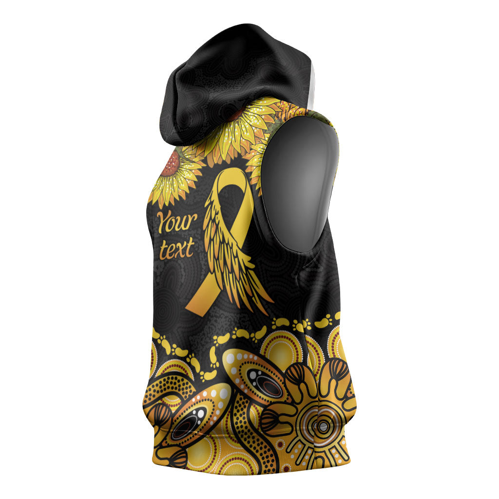 Be Bold Go Gold Aboriginal Ribbon Childhood Personalised Sleeveless Hoodie