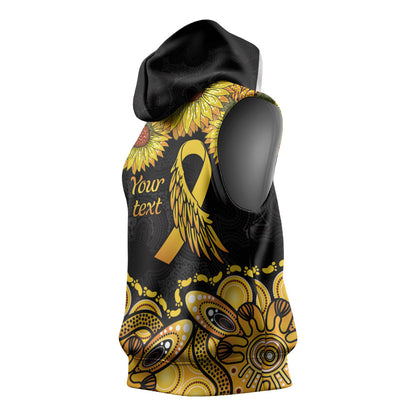 Be Bold Go Gold Aboriginal Ribbon Childhood Personalised Sleeveless Hoodie