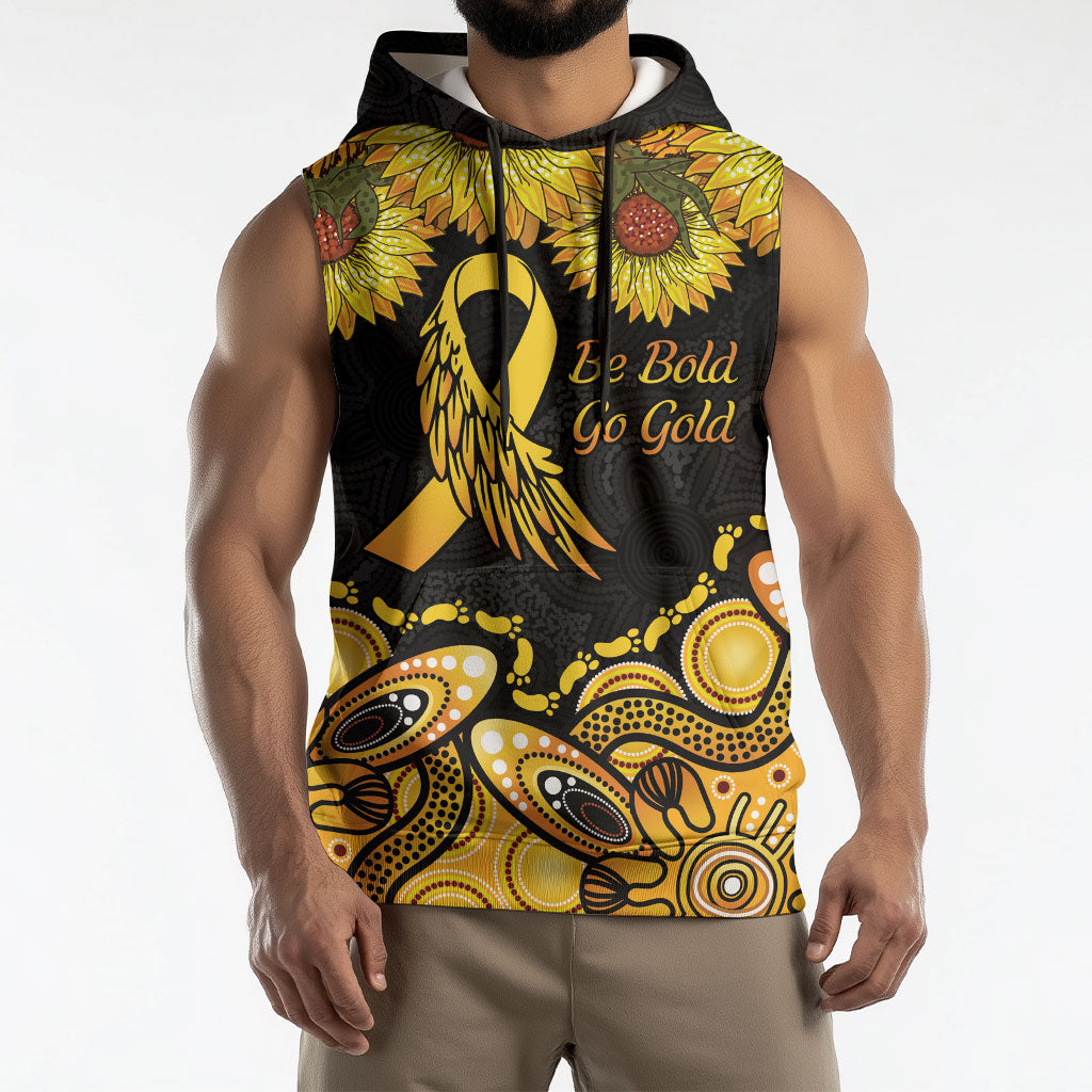 Be Bold Go Gold Aboriginal Ribbon Childhood Personalised Sleeveless Hoodie