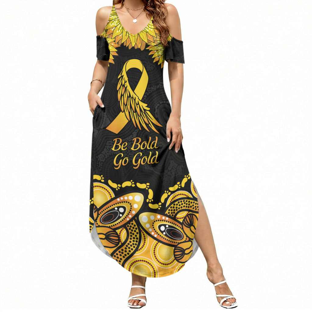 Be Bold Go Gold Aboriginal Ribbon Childhood Personalised Summer Maxi Dress